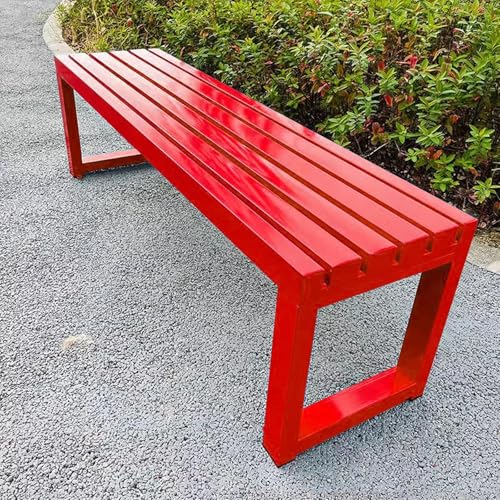 Banco de metal resistente a la intemperie para patio, capacidad de carga de 660 libras, asiento de jardín, banco frontal rojo para balcón, parque y patio, 120 cm