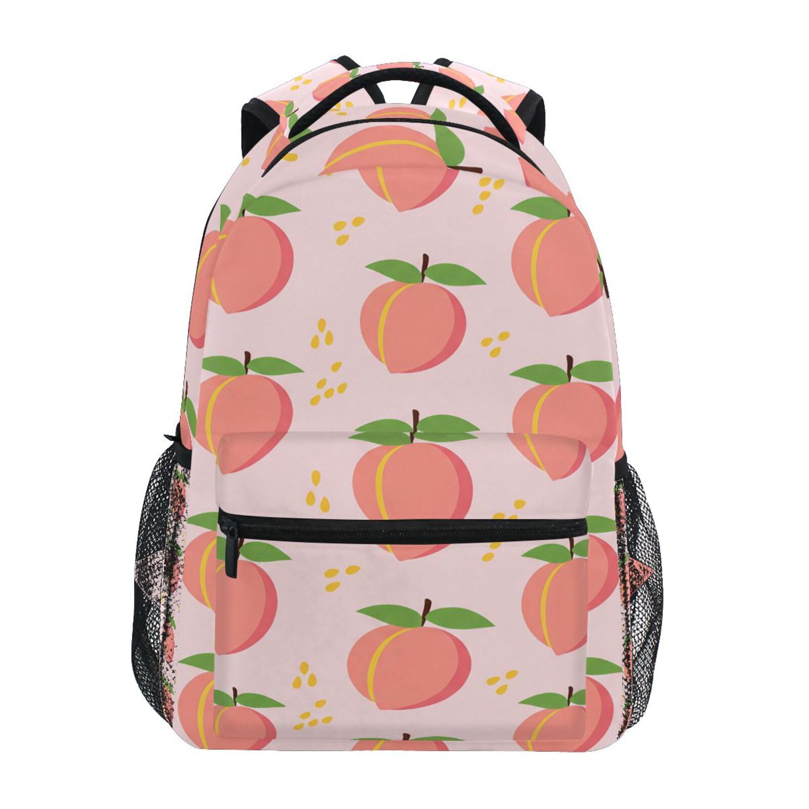 Hezely Peaches School Backpack Bookbags, Athletic Student Laptop Book Bag,Backpack with Side Pockets for Travel, Hiking, Camping