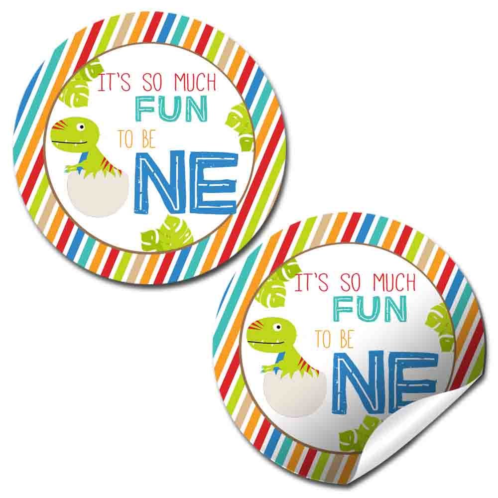 Dinosaur First Birthday Party Sticker Labels, 40 2