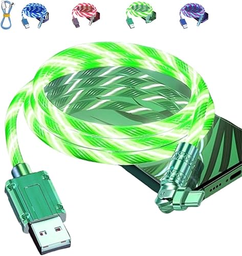 Luluolly 540° Rotating Streamer Data Cable, Light up Phone Charger Cord,120W Sup