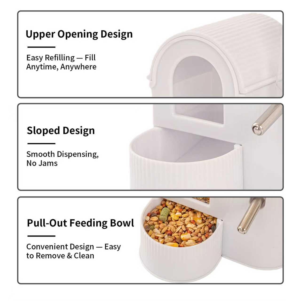 2-in-1 Hamster Food Dispenser & Hamster Water Bottle, Large Capacity Automatic Feeder for Guinea Pigs, Rabbits, Hamsters & Other Small Pets (White) - image 3
