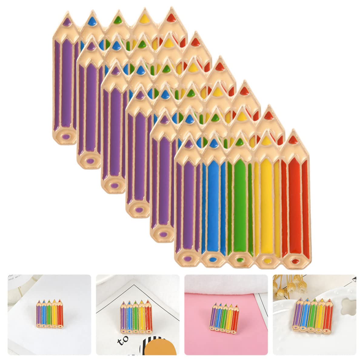 FOMIYES Brosche Teiliges Buntem Bleistift Design Cartoon Anstecker Legiertem Material Kleidungsaccessoire Für Stilvolle Outfits