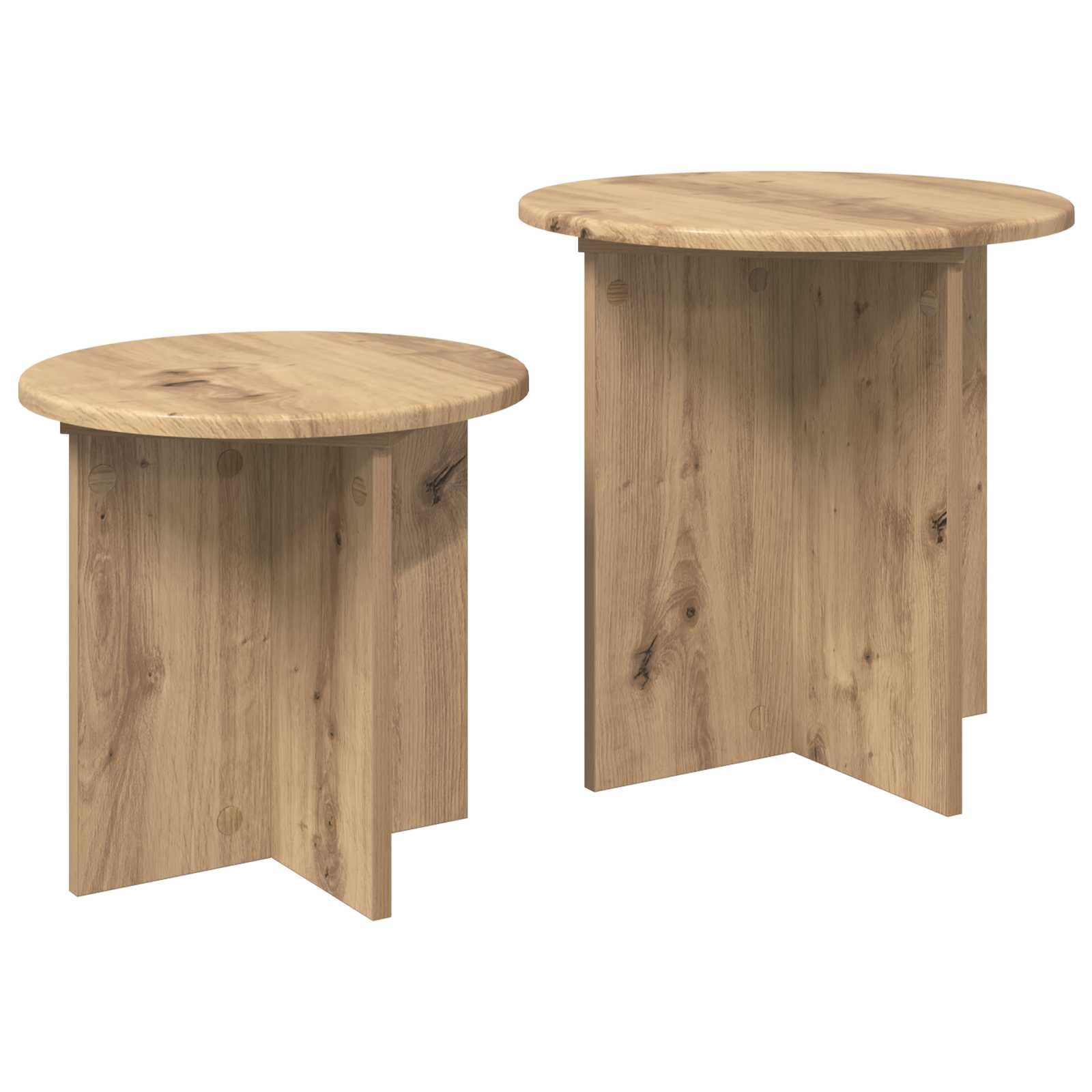 vidaXL Conjunto de mesas auxiliares 2 uds. Roble Artisan Ø 45 x 45 cm
