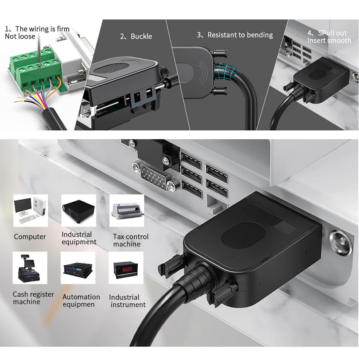 DB9 Conector rs232 485 422 adaptador serie (5 unidades macho)