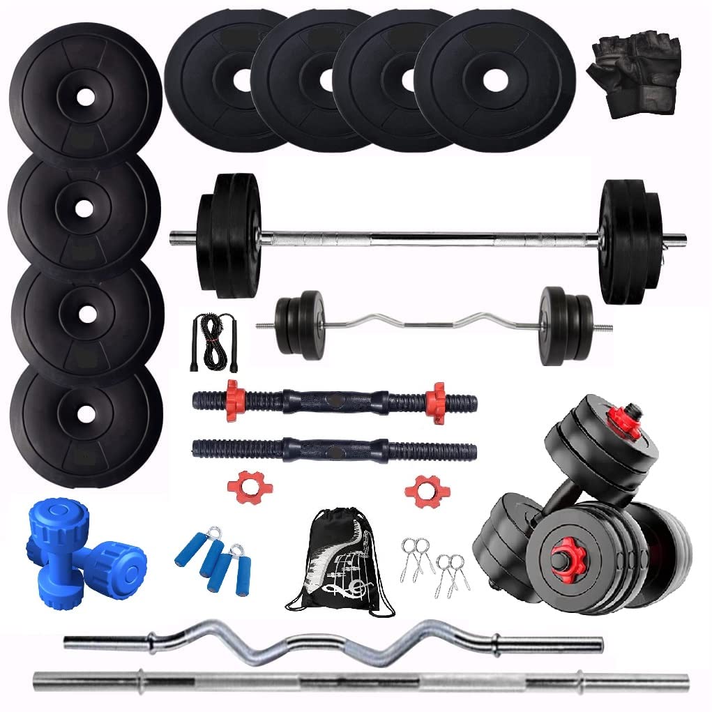BODYFIT Home Gym Combo Set, [8Kg-100 Kg] Weight Plates, 3ft Curl, 5Ft Straight Rod + One Pair New Dumbbell Rods, Exercise Set, Home Gym Set, 1kg Pvc Dumbbell. (50Kg Plates)-picture-19