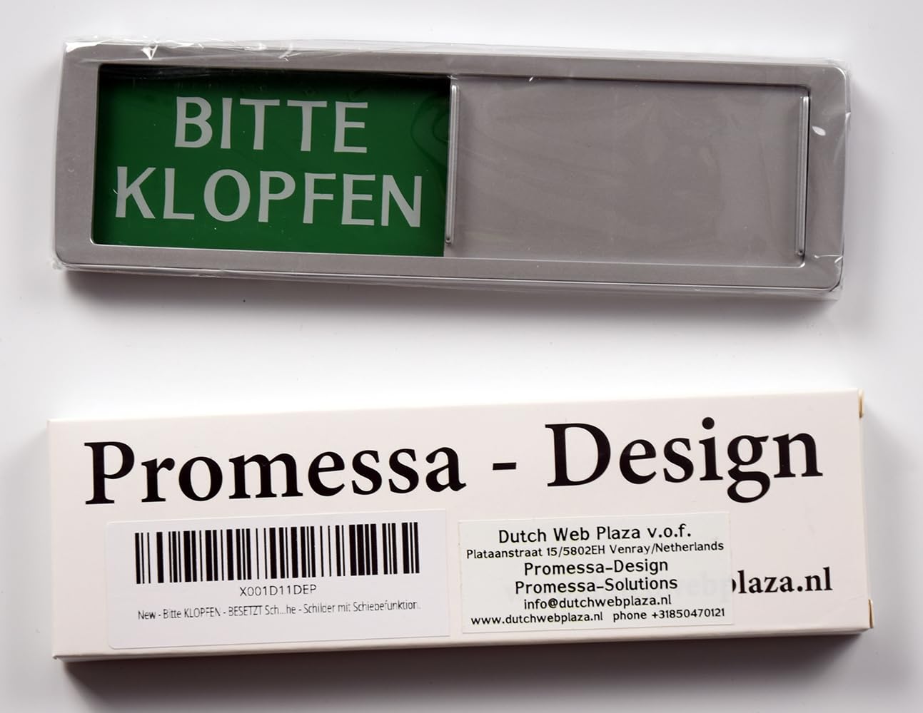 Cartello Occupato/Non Disturbare Con Cursore – Scritta 'Bitte KLOPFEN' – 17,5 X 5 Cm, Adesivo 3M, Magneti Di Blocco
