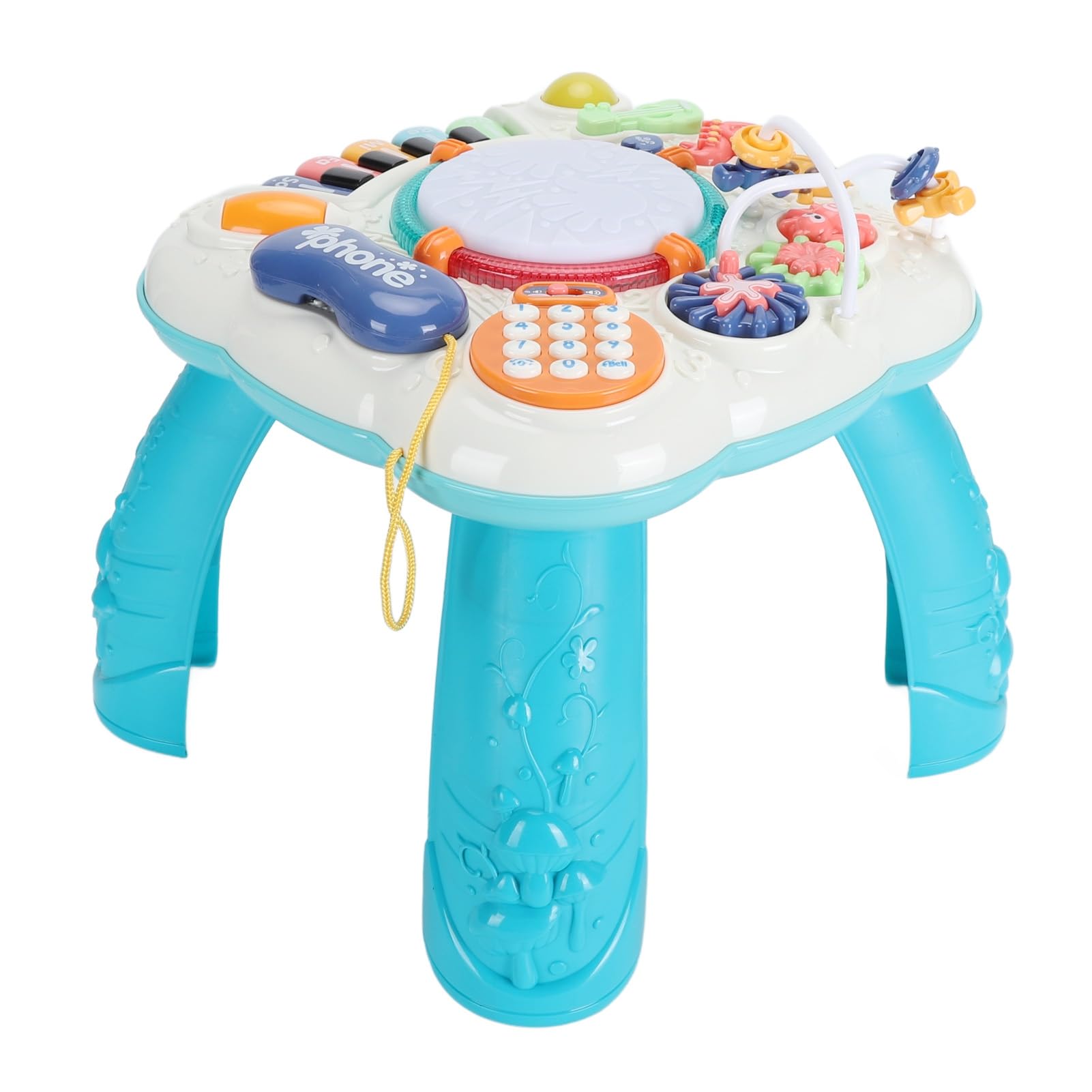 Fdit Centro de Actividades Multifuncional para Bebés Mesa Musical Juguete de Aprendizaje Temprano con Teclado de Piano Engranajes Giratorios Dial Telefónico para el Desarrollo
