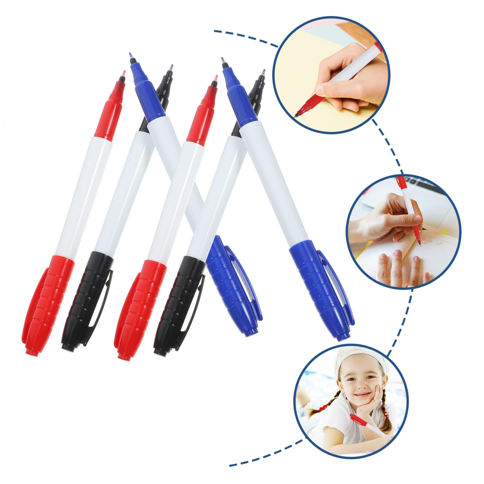 HOMSFOU 5 Ensembles Marqueurs Effaçables À Sec Stylo Fin Pour Tableau Lot De Couleurs Pour École 6 Pièces * 5