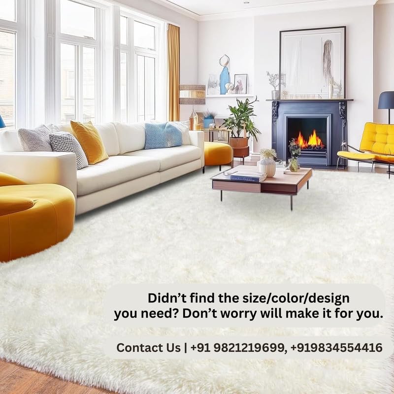 Image of Shaggy Area Rug for Living Room and Bedroom 7X10 FT Soft Plush Floor Carpet with Fluffy Texture, Modern Decorative Rug,Bedside and Indoor Spaces,Dark-Grey-Ivory