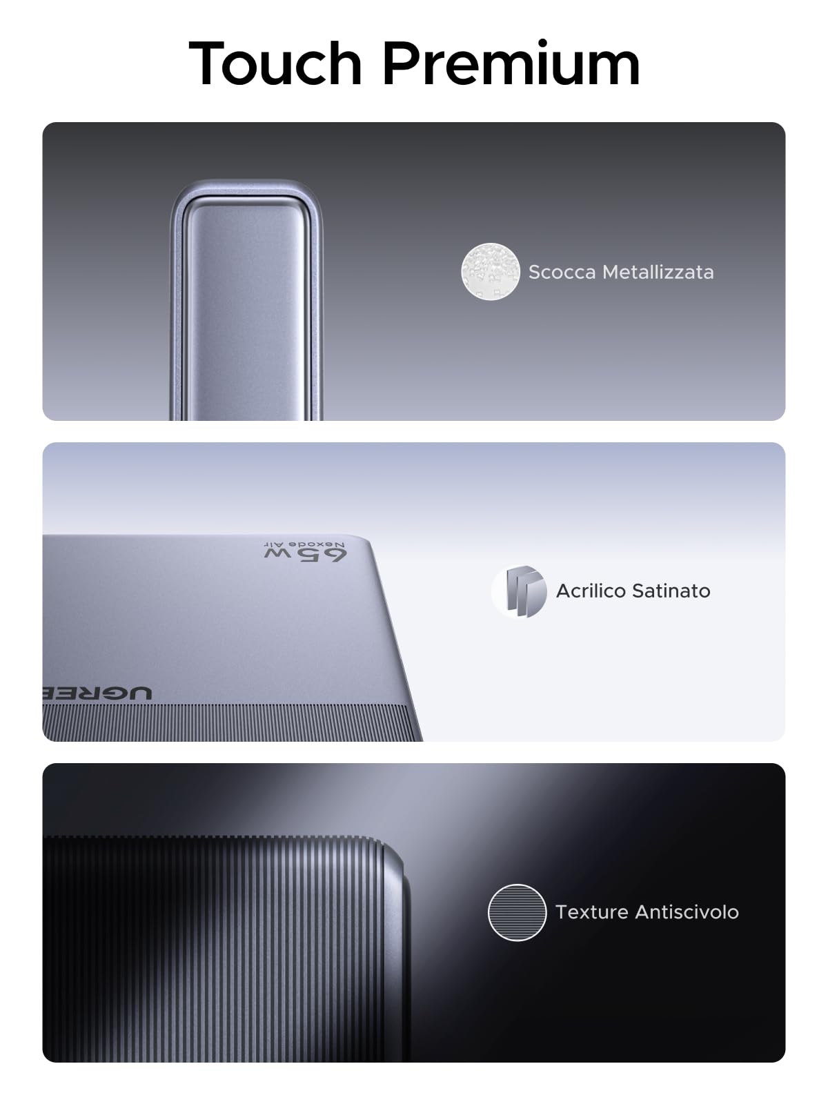 UGREEN Nexode Air 65W Caricatore Ultra Sottile Adattatore Caricabatteria | 3 Porte PD 3.0 PPS 25W Compatibile con iPhone 17 Pro Max Air 16 15 14 13 Galaxy S26 25 24 Pixel 10 Pro iPad Steam Deck
