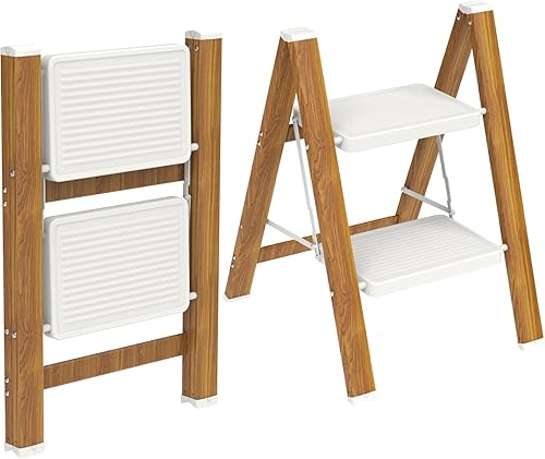 HBTower Step Ladder,Lightweight Aluminum Folding Step Stool with Anti-Slip Wide