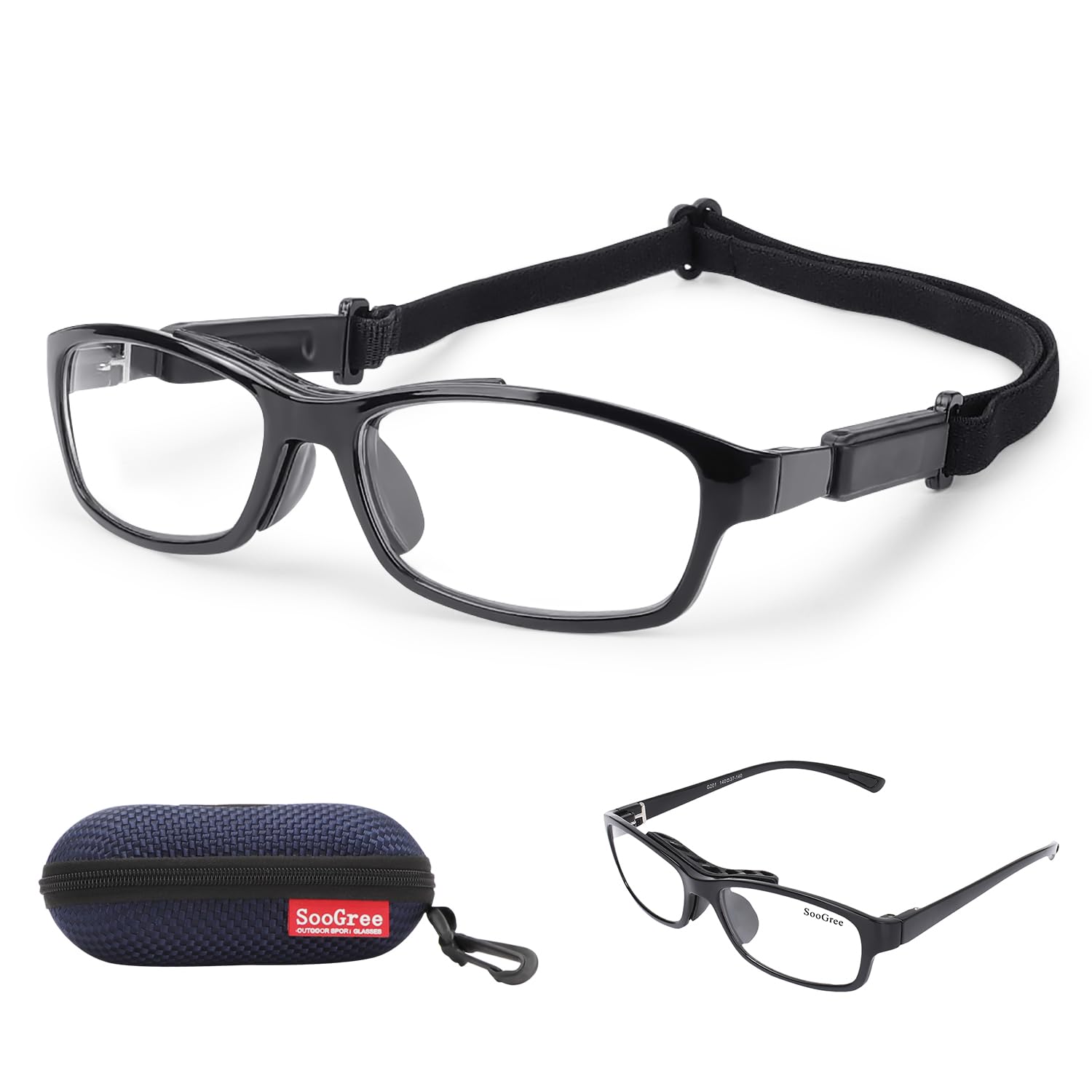 Sports Goggles Glasses Football Soccer Safety Glasses Goggles Adjustable Strap Interchangeable Temples for Men Youth