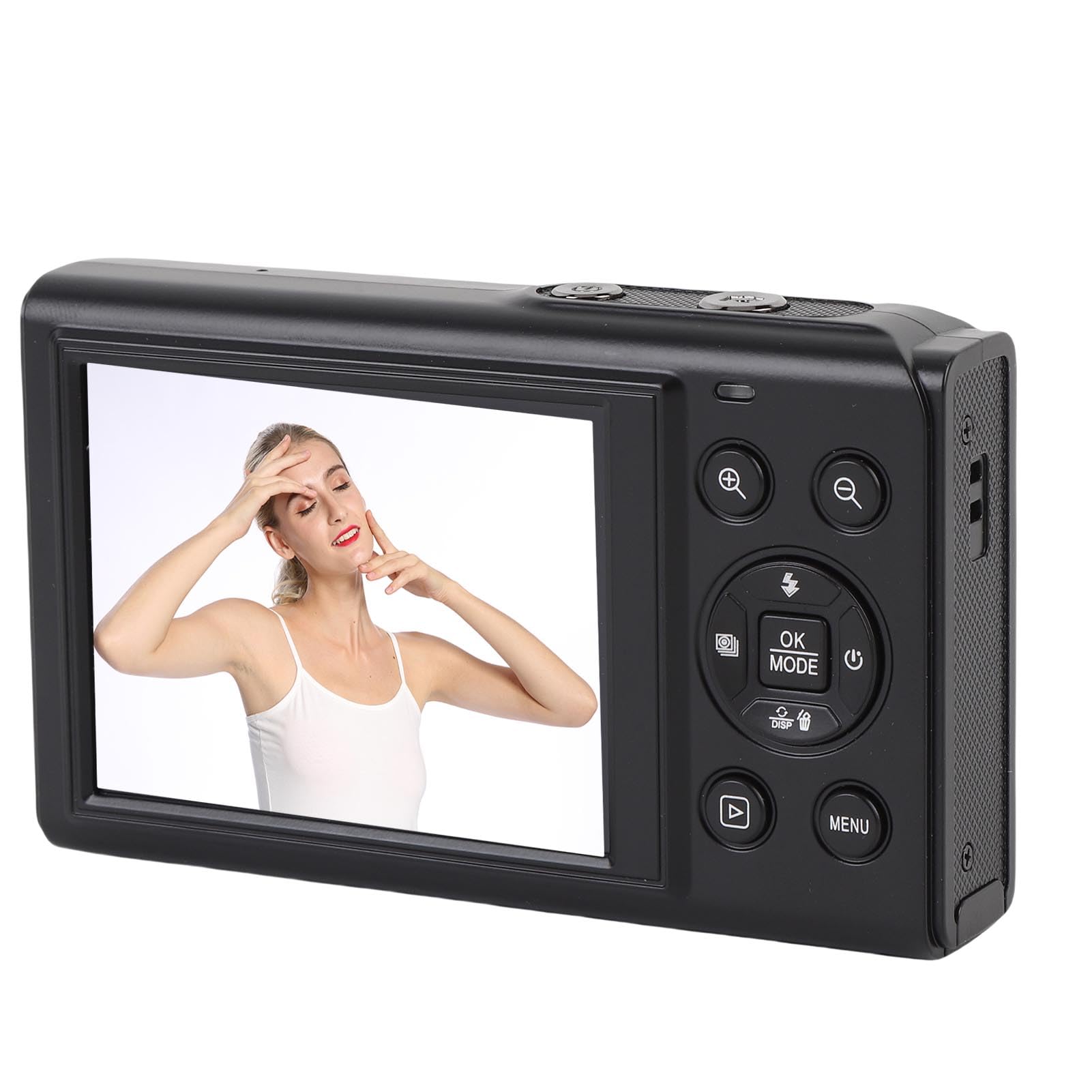 Akozon Aparat Cyfrowy 5K z Podwójnym Ekranem, 18-krotny Zoom, 80 MP, WiFi Vlog, Aparat Fotograficzny AF, Automatyczne Ustawianie Ostrości, z kartą Pamięci 32 GB (BLACK)