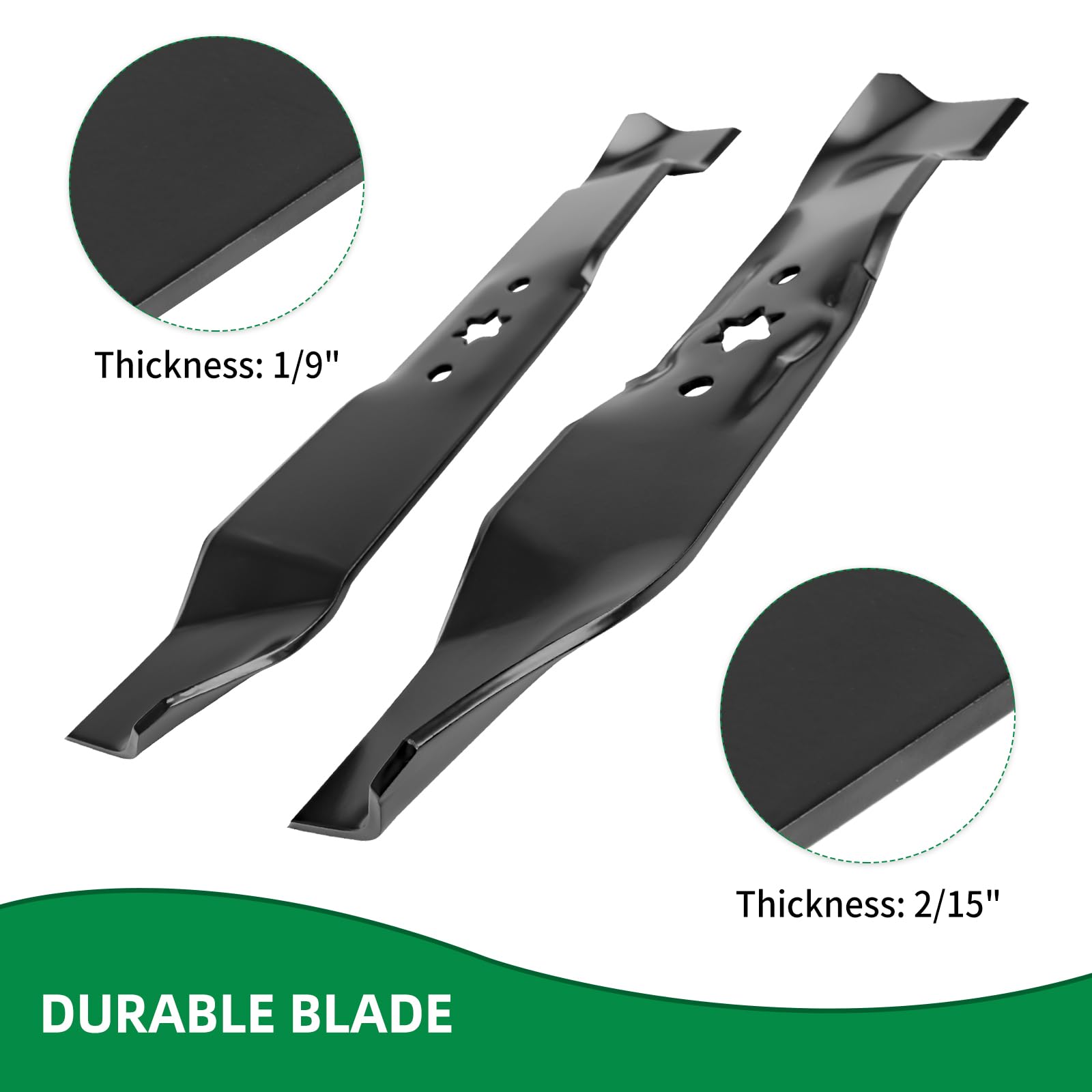 Kit de cuchillas para cortacésped 942-04125 y 942-04124, compatible con cubierta Cub Cadet/MTD/Troy Bilt de 46 pulgadas, cuchillas de repuesto para cortacésped LT1045 LT1046 i1046, reemplaza 742-04124