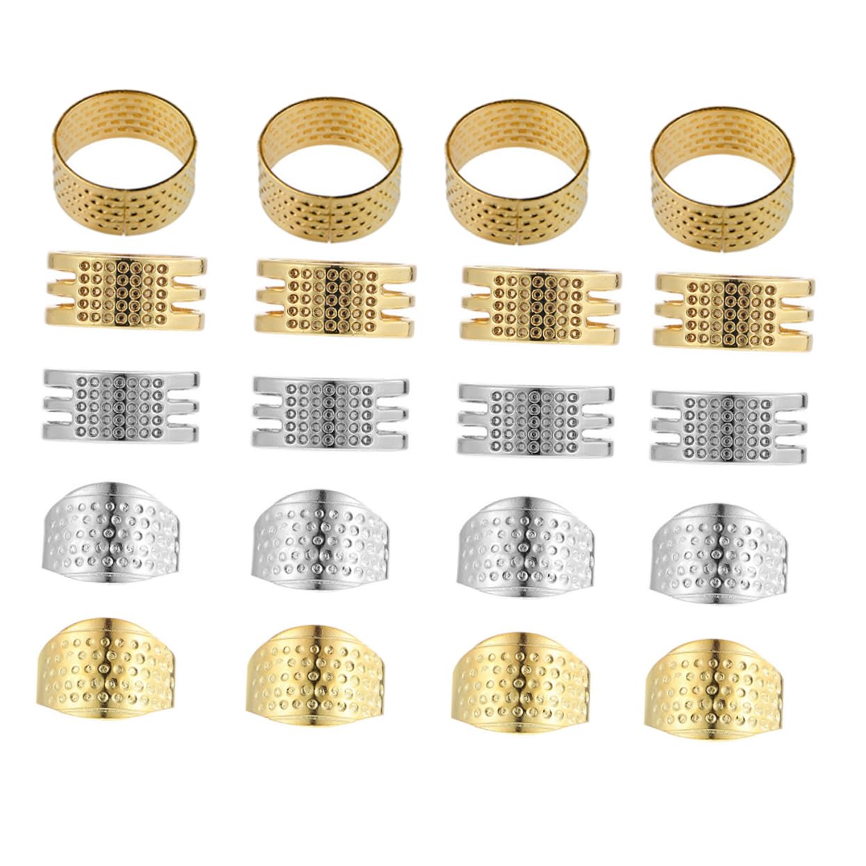 Lurrose 4 Set di Ditale da Cucito con Apertura in Rame Robusto Ditale da Cucito Portatile per Trapuntatura Protegge Le Dita Dallago Facile da Usare 20 Pezzi * 4
