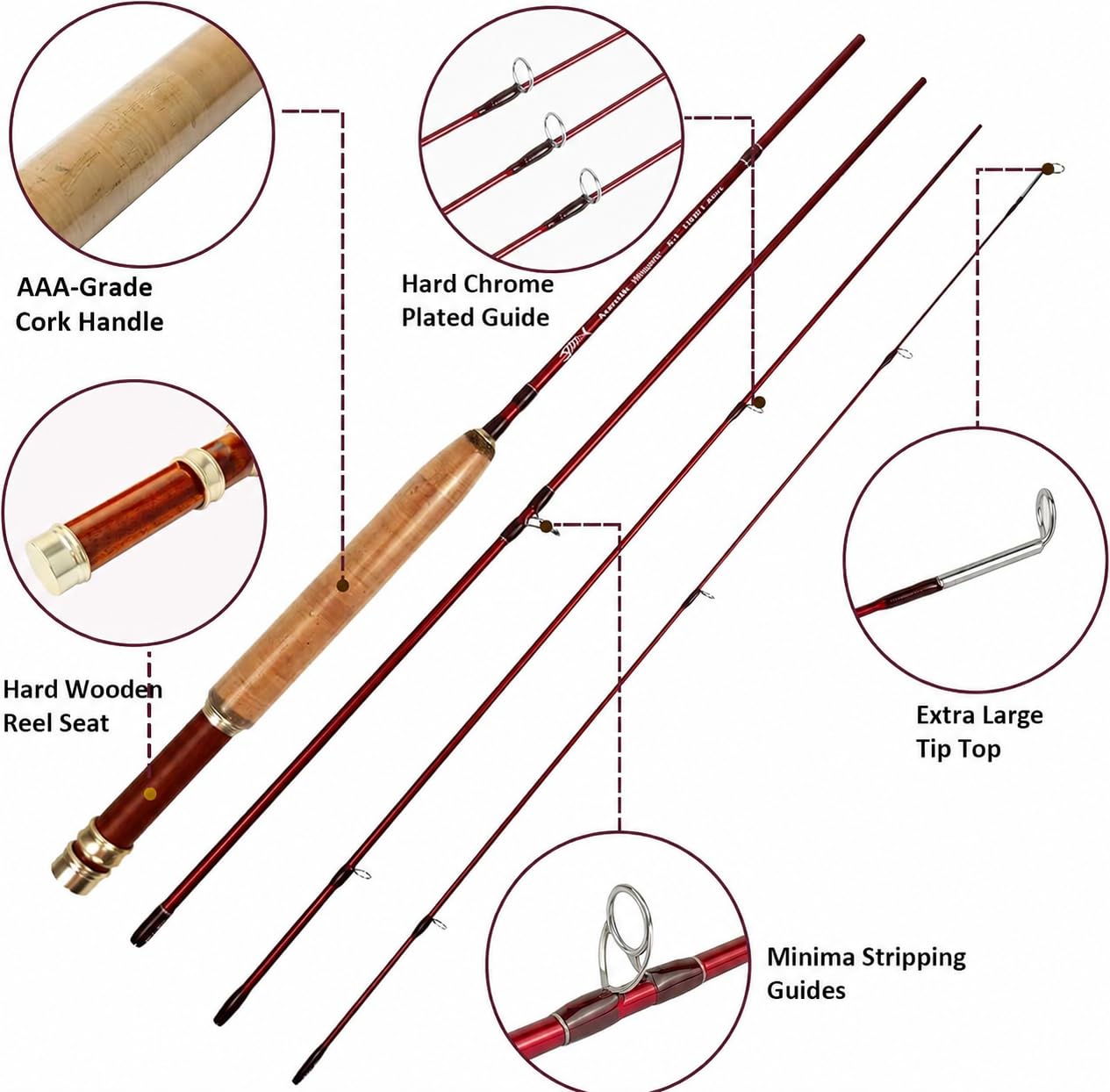 Aventik Whisperer - Canna da pesca a mosca, 4 pezzi, 1,8 m, 0/1/2/3 wt, 2,8 m, 3/4 wt, 24 denti, in fibra di Corbon ad azione rapida, super compatta, ultra leggera, con tubo in cordura