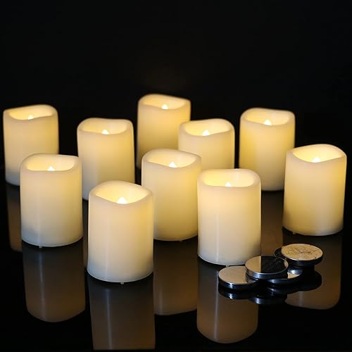 Miniatura 6 de DRomance Velas de pilar negras sin llama con temporizador de 6 horas, funciona con pilas AAA, velas LED parpadeantes con mecha de cera real, tema de