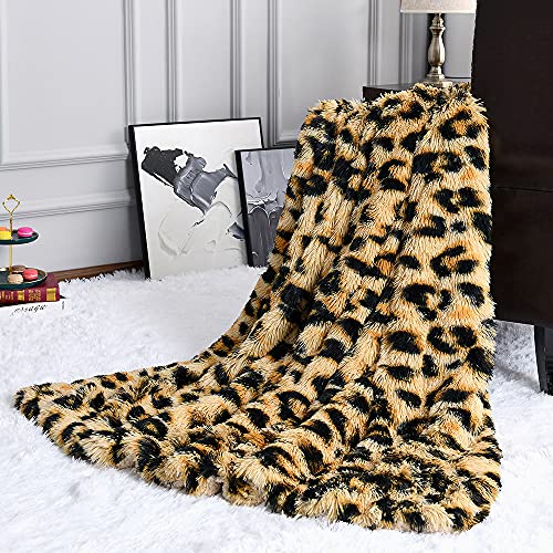 Homore Fluffy Leopard Blanket, Plush Cheetah Print Throw Blankets Soft Faux Fur Bed Throw For Decorative Couch Chair Sofa, Washable And Lightweight, 50" X 60" Khaki #TOP2