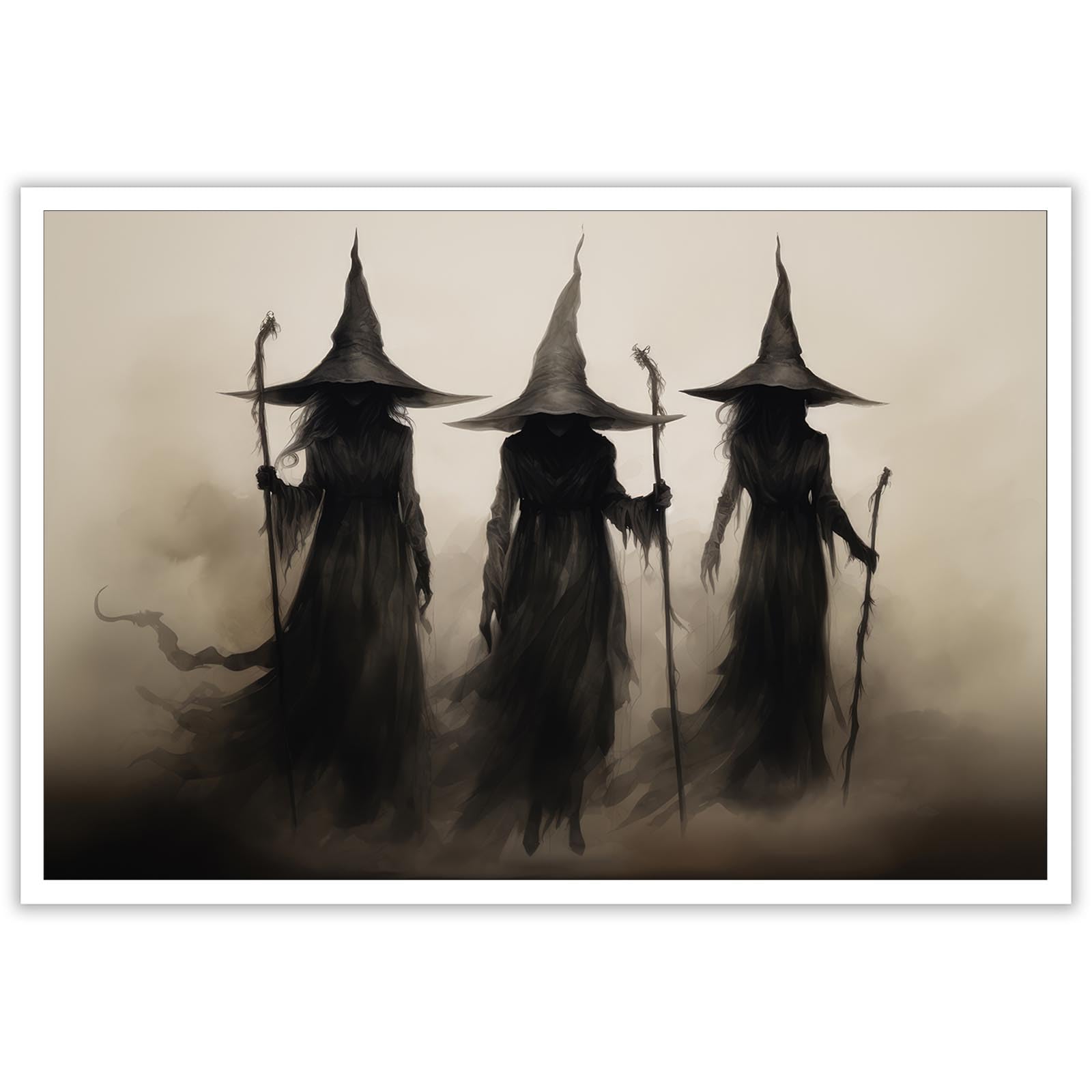 vintage witch poster gothic three witches dark rustic artwork prints for living room creepy wall art halloween witchy decor spooky posters bedroom aesthetic witch decor 16x24inch unframed