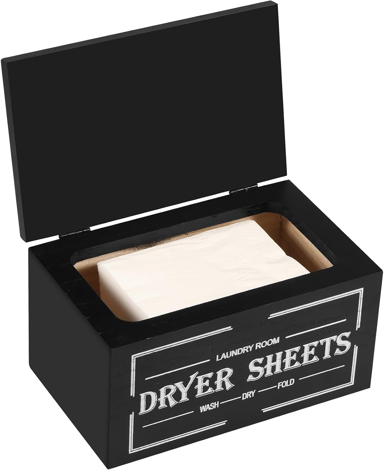 Dryer Sheet Holder and Lid, Dryer Sheet Container, Laundry Pods Dispenser, Rustic Farmhouse Dispenser Laundry Room Decor Accessories, 7.9x4.9x4.3in (White)