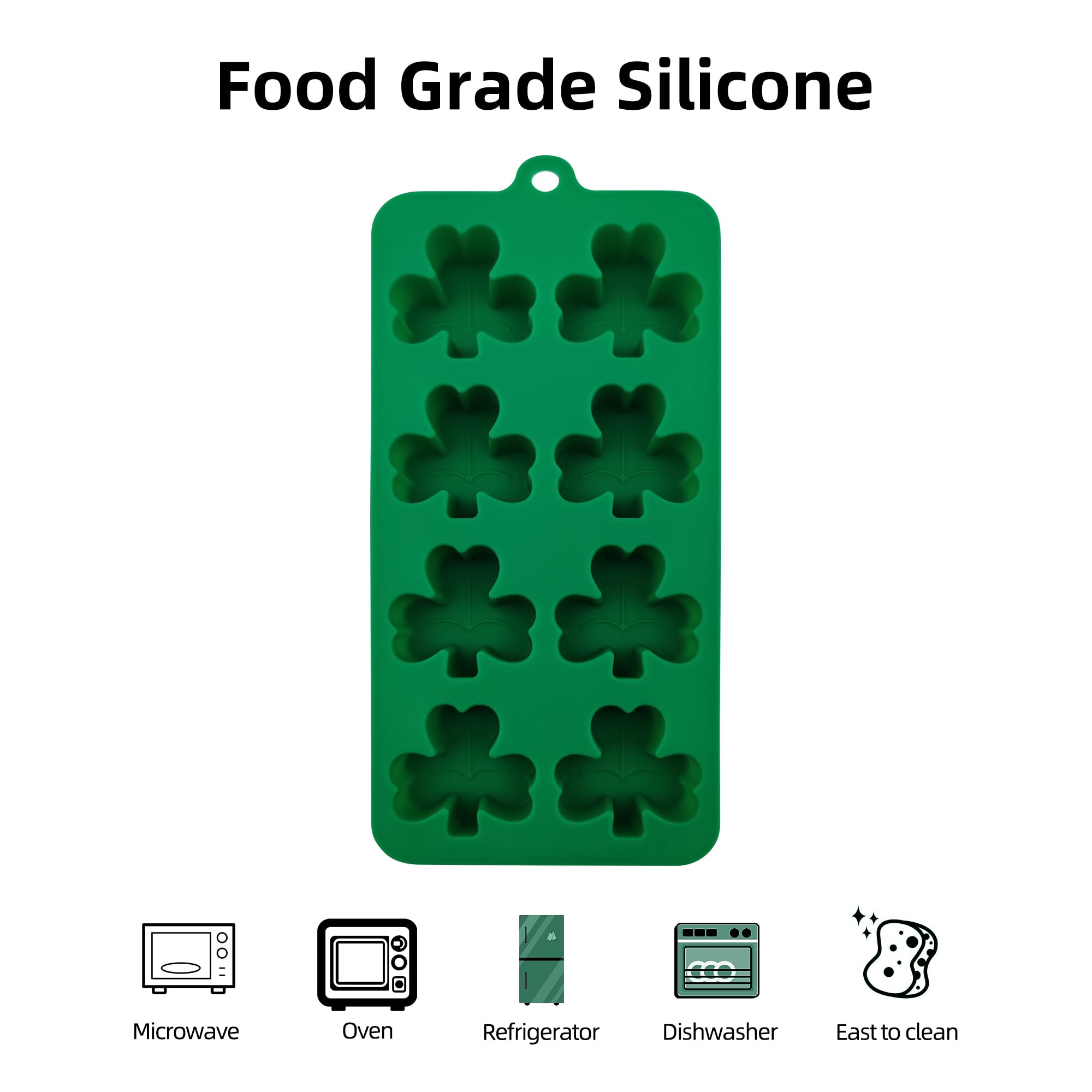 BFJ Silicone Shamrock Mould St Patrick's Day Chocolate Molds 2pcs for Ice Candy, Resin, Sugar Craft Cake Decoration - Image 3