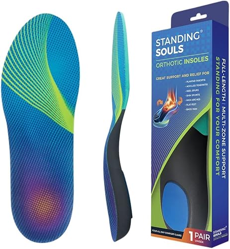 Standing Souls Plantillas cómodas multiusos, insertos de zapatos deportivos con absorción de impactos con soporte de arco para hombres y mujeres,