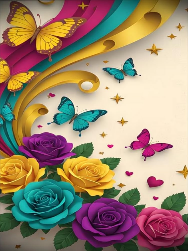 COKYIS Stamped Cross Stitch Kits 11CT Counted Printed Cross Stitch Kit Butterfly Preprinted Pattern Embroidery Starter Kit for Beginner and Adults 40x50cm