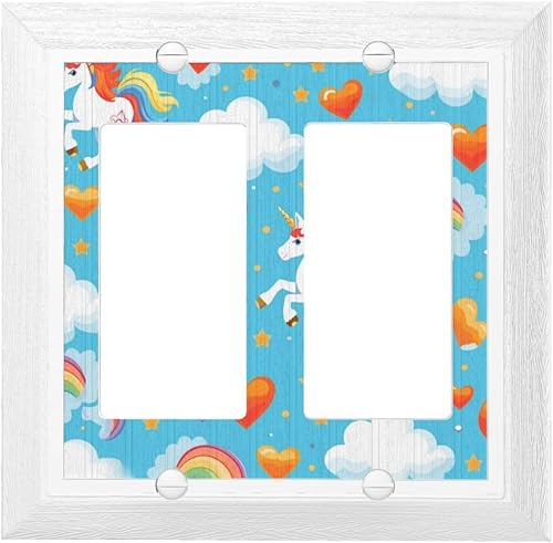 Placa decorativa de unicornio para interruptor de luz doble basculante, placa frontal azul para niños, decoración del hogar, 4.9 x 4.9 pulgadas