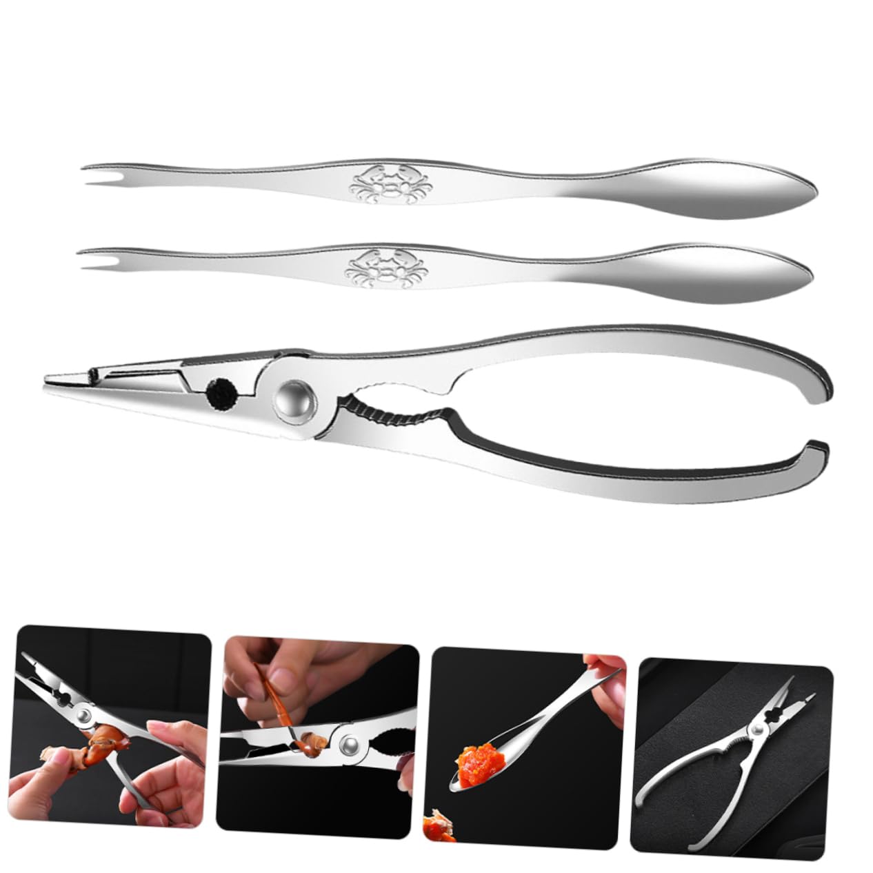 ABOOFAN Tijeras y Pinzas De Cangrejo De Utensilios para Comer Cangrejo y Mariscos Herramienta De Acero Inoxidable para Patas De para Cenas De Mariscos