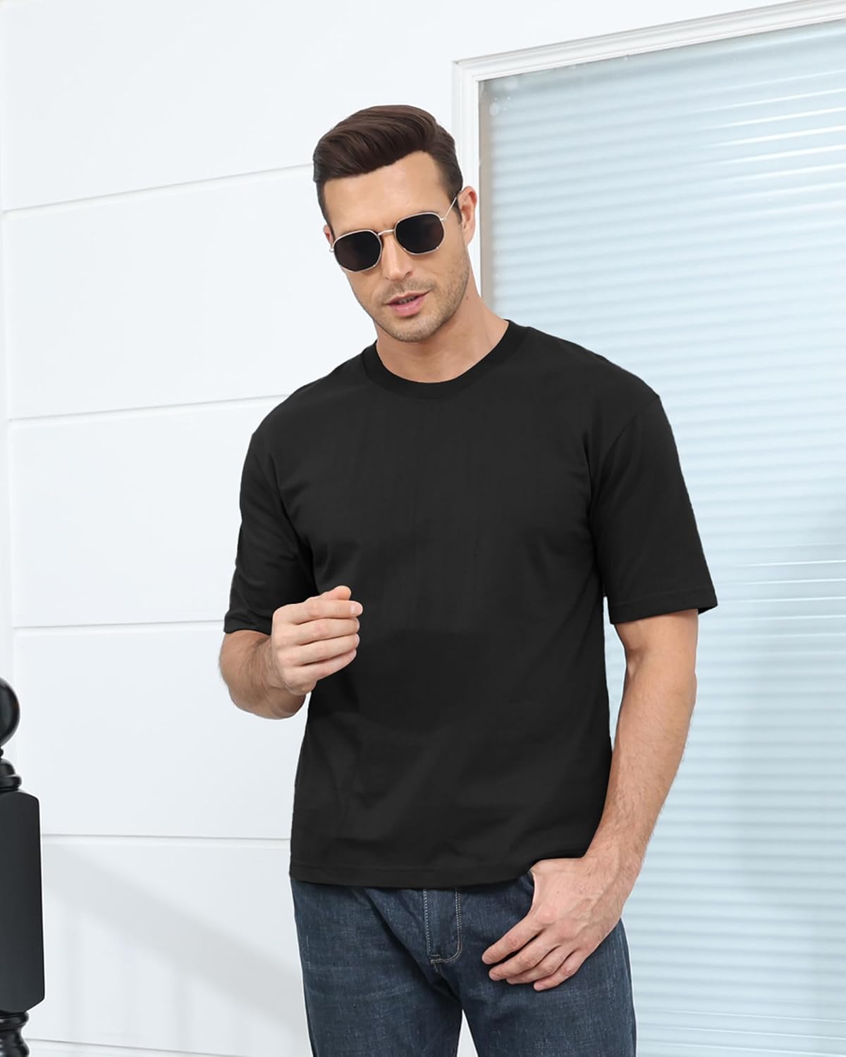 Men's Fashion Oversized T-Shirts Short Sleeve Basic Cotton Crew Neck Loose Fit Athletic Tees Tops - Image 3