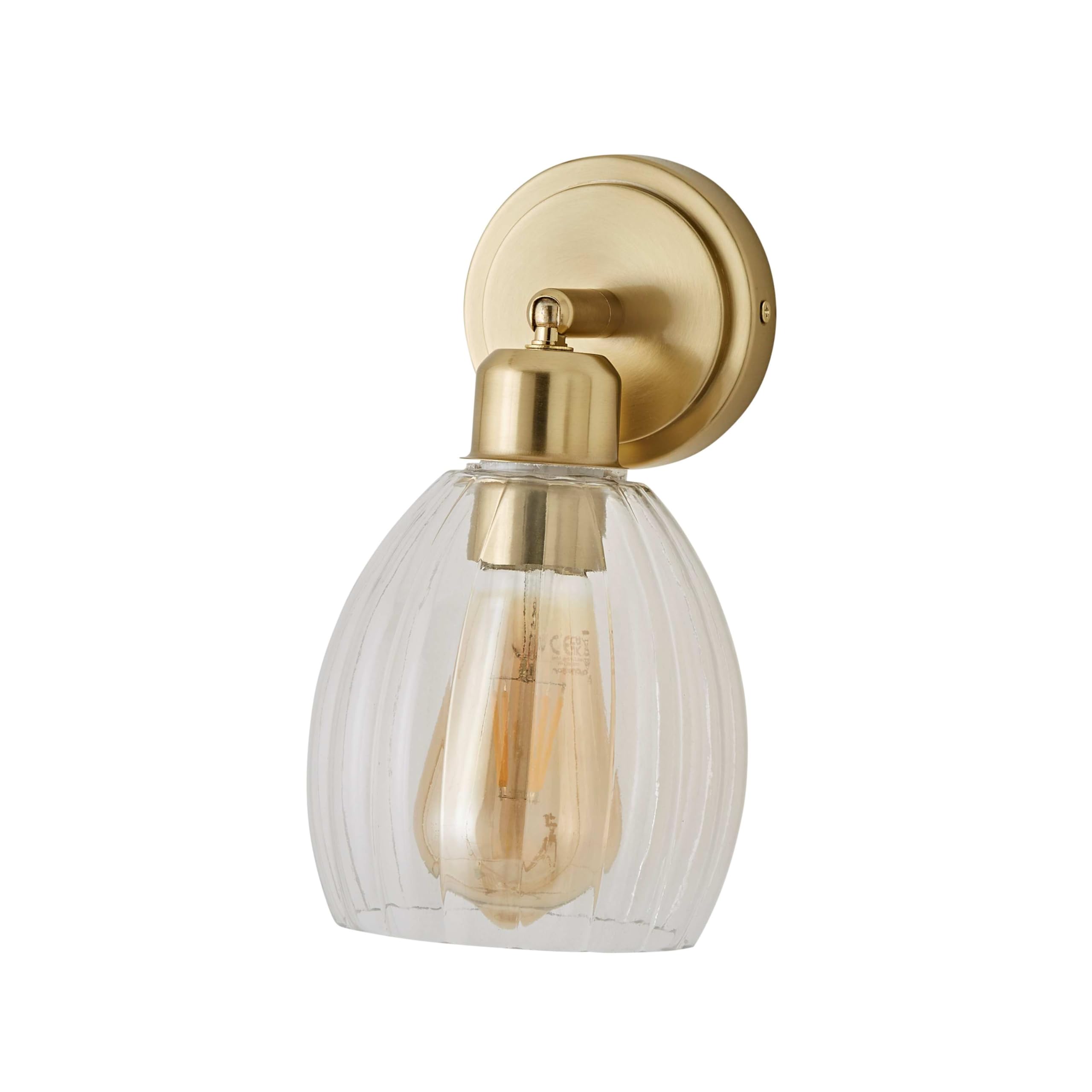 Valuelights Gold | Cheltenham Brushed Ribbed Glass Dome Adjustable Spotlight Wall Light | Wall Lights, Home Décor & Improvement Essential
