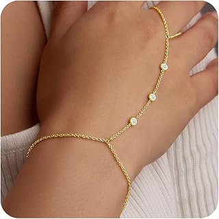 Gold Chunky Stack Bracelets for Women Non Tarnish, 14K Gold Plated Bracelets Set for Women Stackable, Waterproof Layered Trendy Dainty Cuff Cuban Link Chain Paperclip Bracelet Pack for Jewelry Gifts
