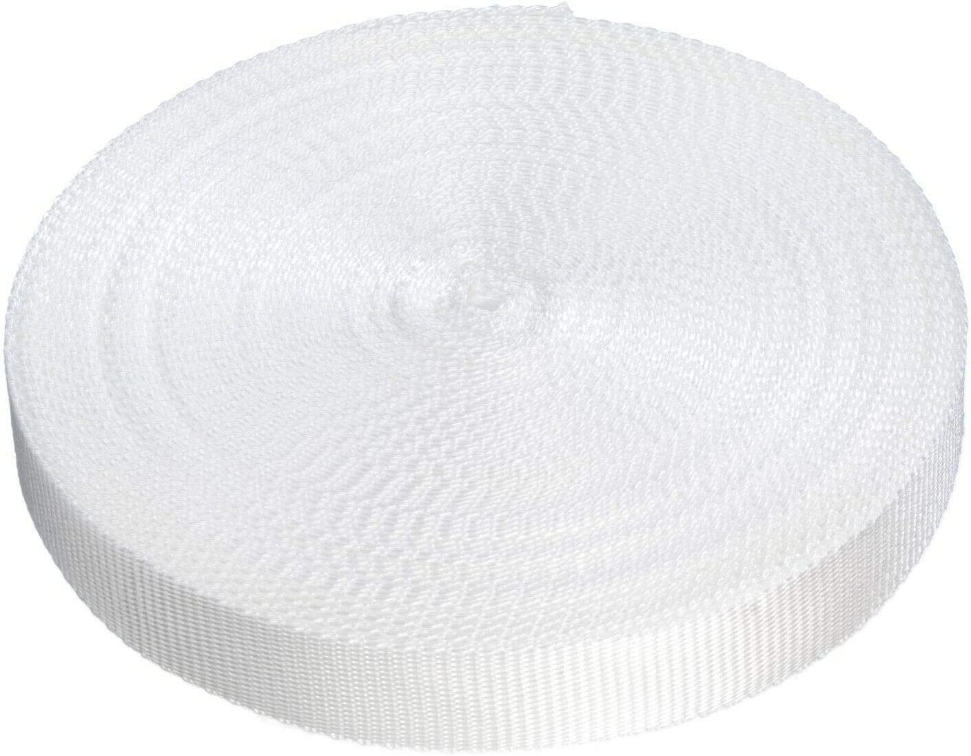 25mm x 50m Webbing Roll Polypropylene for DIY, Straps, Harnesses, Lashing and more | 970lb / 440kg breaking strain | Made in UK (White, 50) — image 1