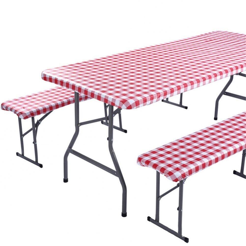 Table de pique-nique couverte et protégée au camping avec nappe élastique