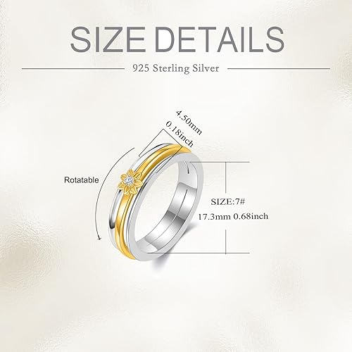 Miniatura 4 de Anillos giratorios de plata de ley para aliviar la ansiedad para mujer