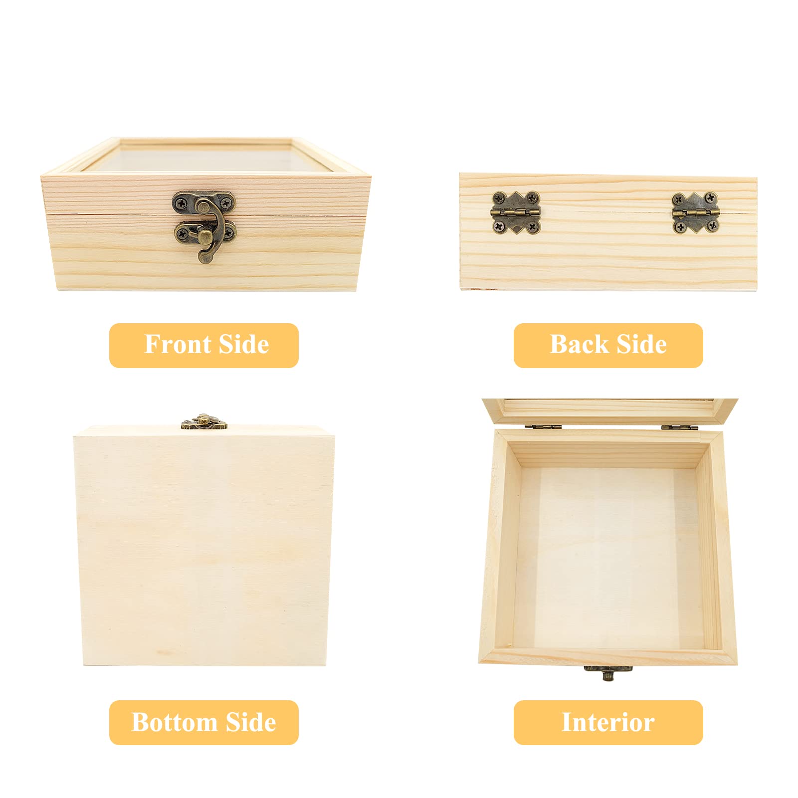Wooden World opbergdoos van eenvoudig hout met 4 laden