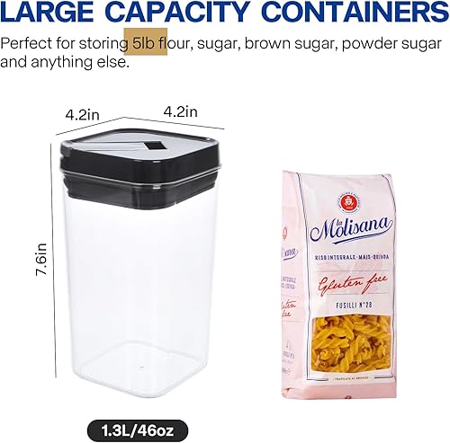 Miniatura 3 de Contenedores herméticos para almacenamiento de alimentos con tapas, organización y almacenamiento de despensa grande de 1.3 L para alimentos secos a