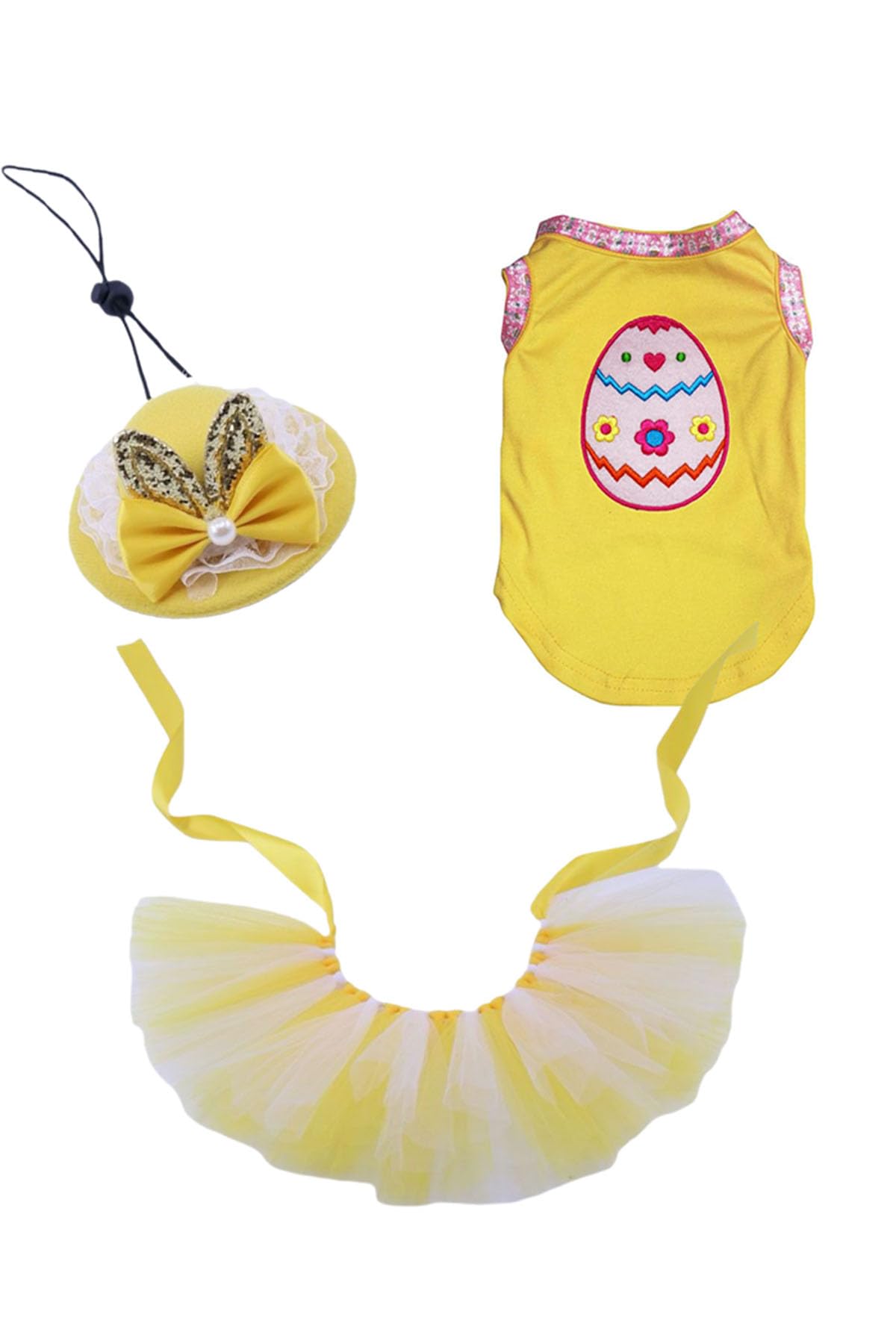Robe d'anniversaire pour chien vêtement lapin de Pâques jaune taille M lot de 3