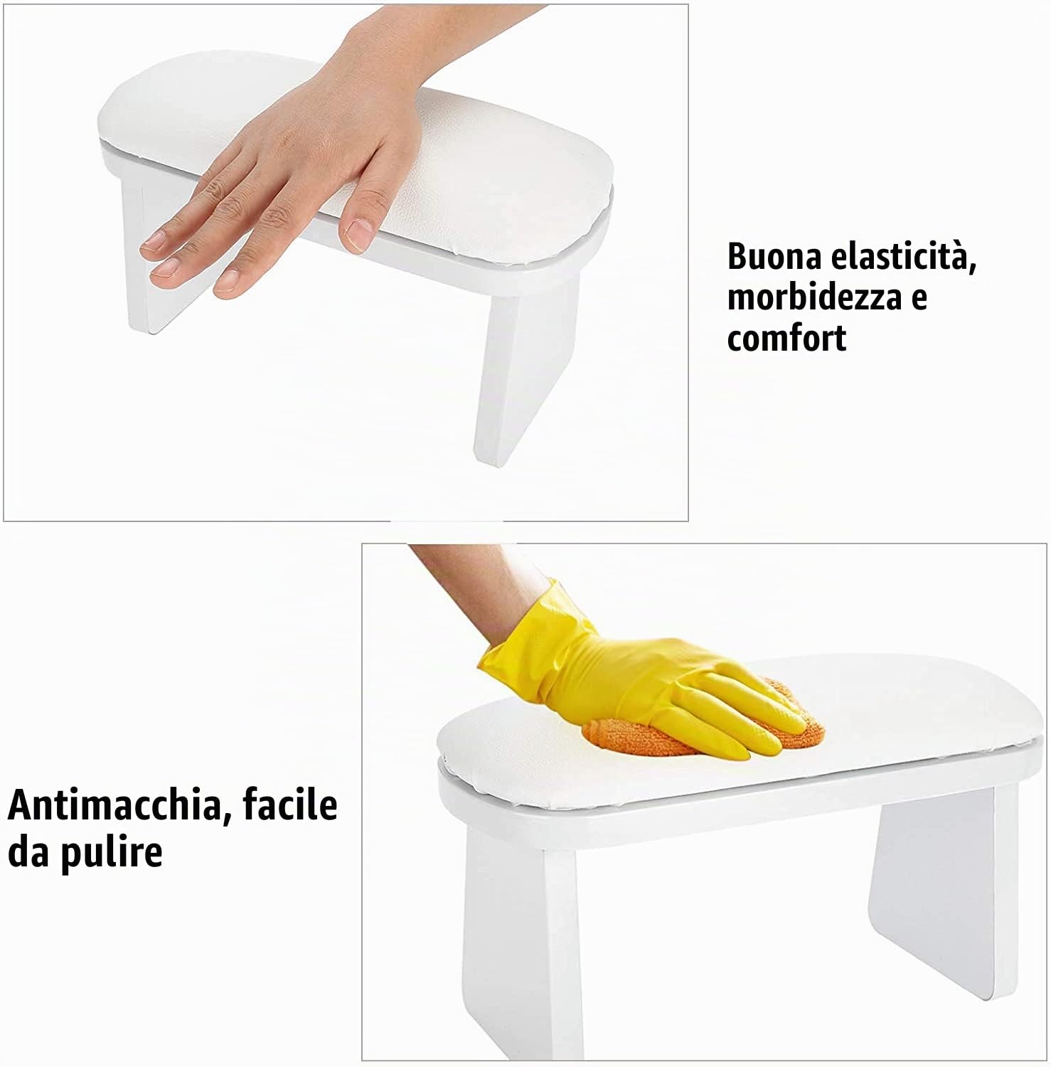 Poggiamano per Unghie, Cuscino per Manicure in Pelle Microfibra, Manicure Tool Hand-rest Cuscini, Supporto per Salon di Manicure per Braccioli, Bianco