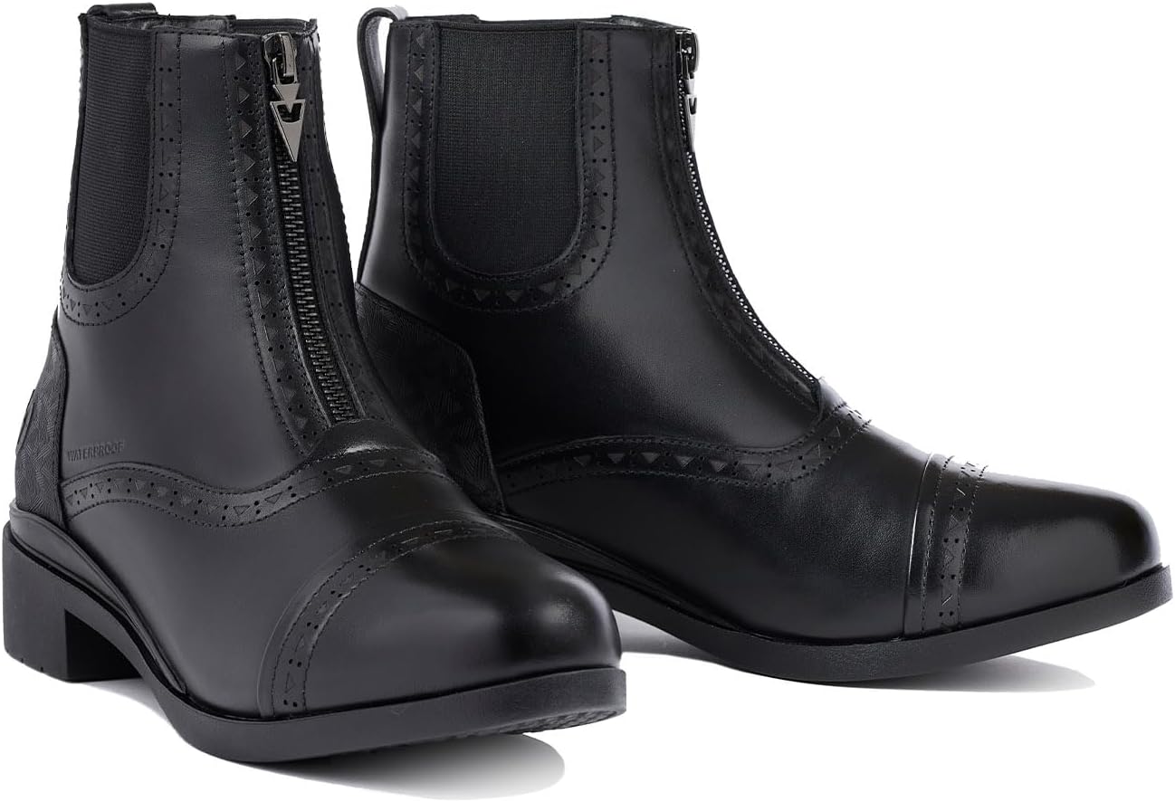 Kerrits Essence Waterproof Horse Riding Paddock Boot – Women's English Equestrian Leather Short Boots, Front Zip, 1" Heel
