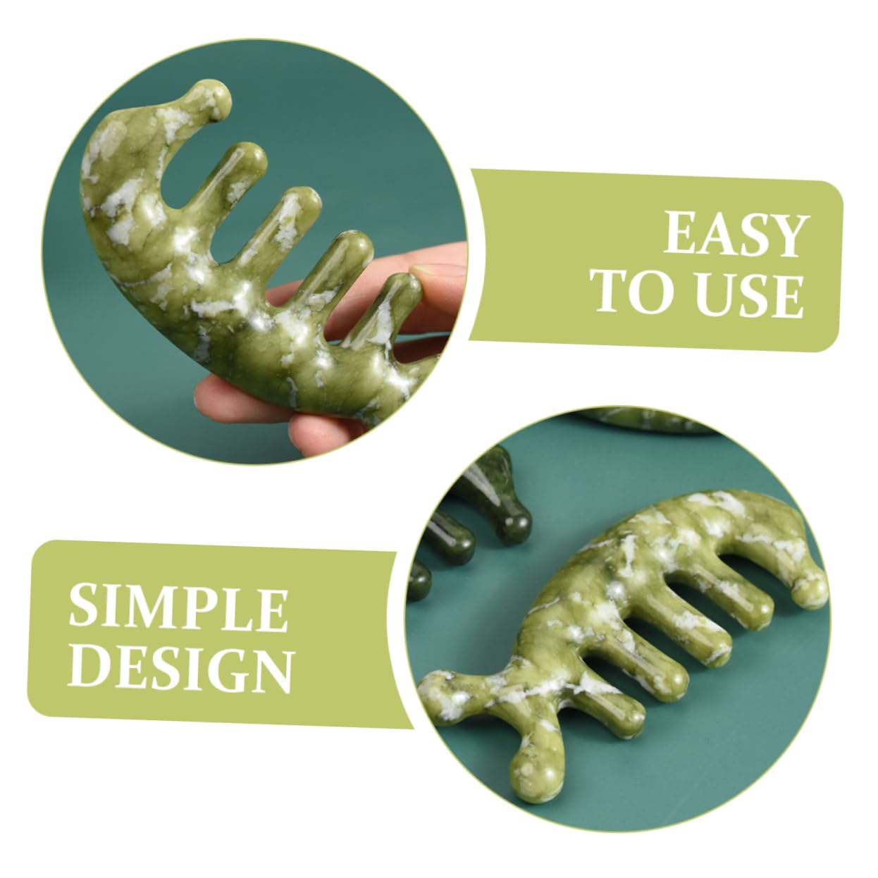 FRCOLOR 3piezas Masajeador De Cabelludo De Jade Cepillo De Masaje Para Cabeza Herramienta De Masajeador Portátil Para Aliviar La Tensión