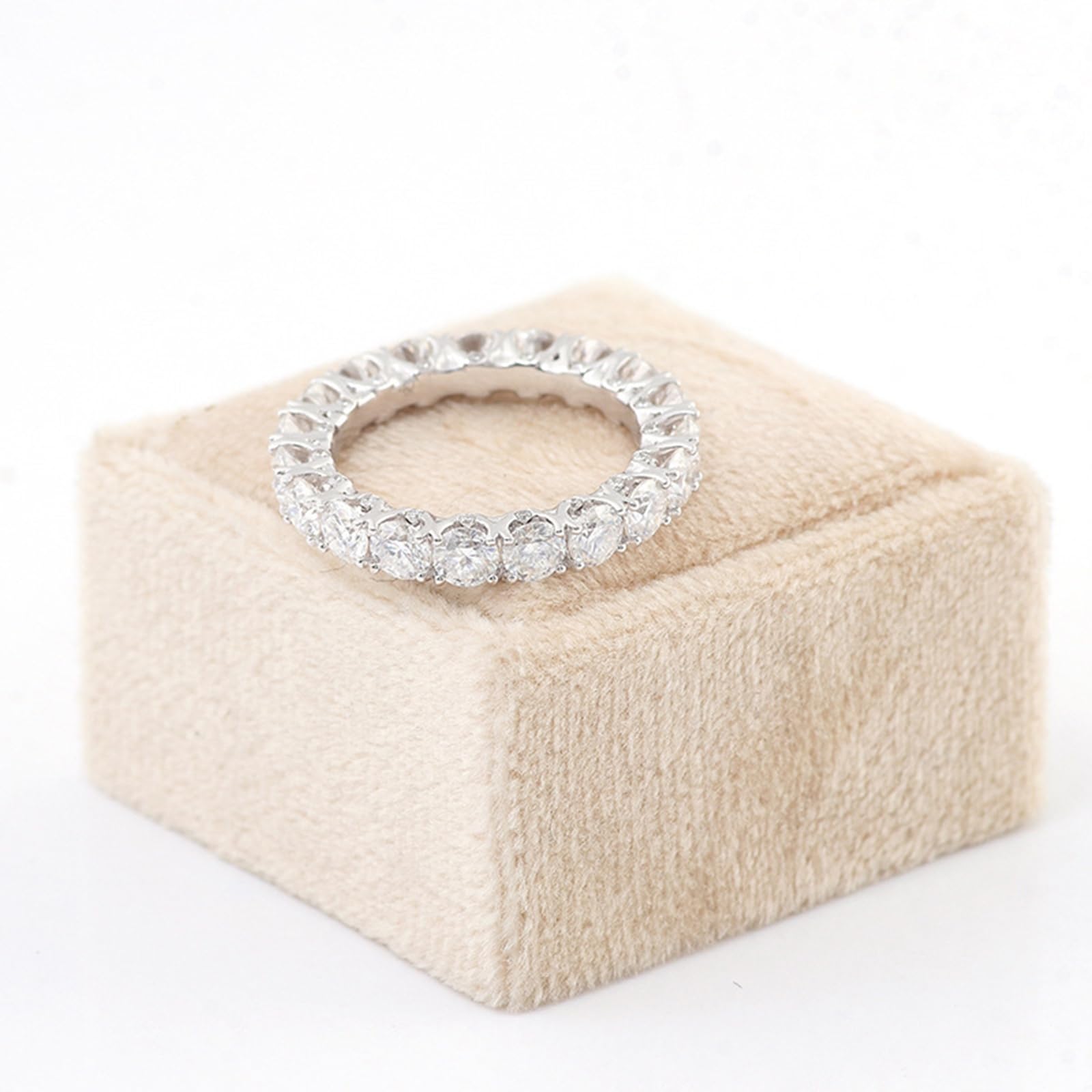 Juego de anillos vintage, anillos de boda de lujo con moissanite redondo para mujer