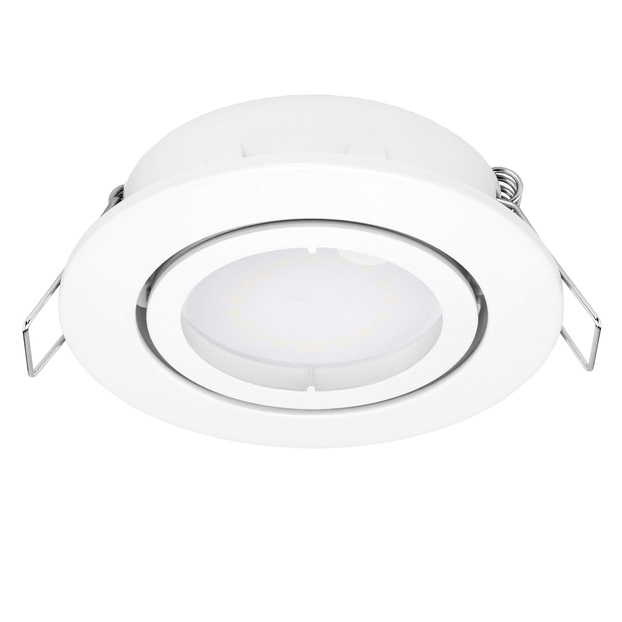linovum 10 Stück fourSTEP Einbauspots LED schwenkbar dimmbar ohne Dimmer - LED GU10 5W warmweiß - Einbaustrahler weiß rund