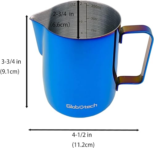 Miniatura 35 de Jarra de espuma de leche de acero inoxidable de 12 onzas, 11.8 fl oz, accesorios para máquina de café expreso, jarra al vapor para tazas de café 01