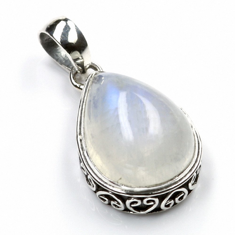 925er Sterlingsilber Anhänger Mit Kristallblatt & Mondstein – Grün, Für Damen, Als Halskette