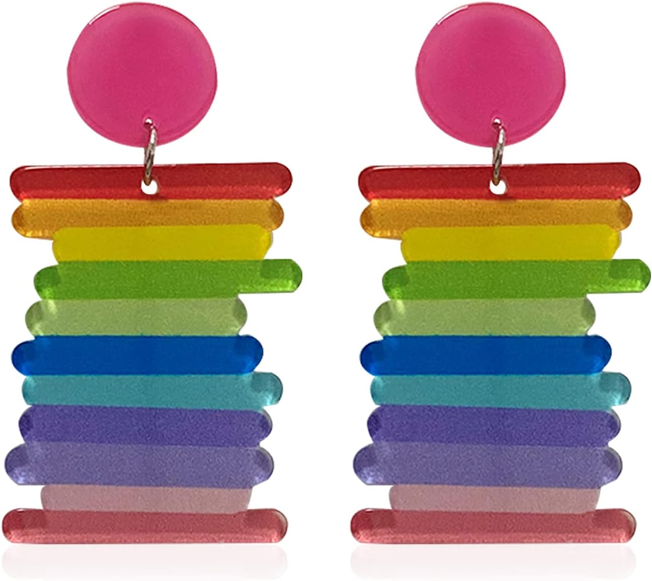 Unique Bohemian Handmade Lightweight Rainbow Acrylic Hat Boat Dangle Drop Earrings Elegant Resin Colorful Book Racket Stud Earring for Women Statement Jewelry Gifts