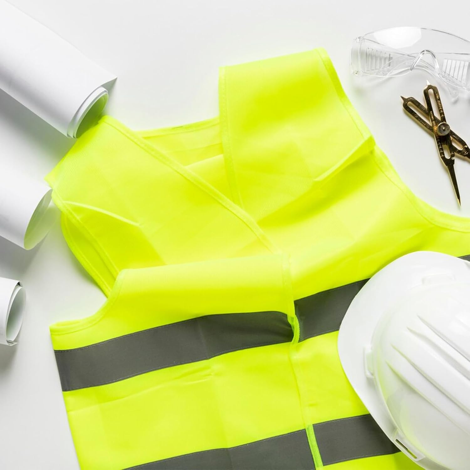 20 Pack Reflective Safety Vests, High Visibility Mesh Security Vest Bulk Work Vest with Silver Strip for Men Women Work Cycling Runner Volunteer Construction Neon Yellow