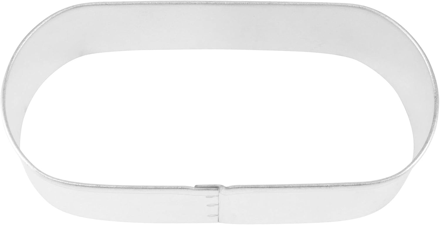 Durable Silver Metal Oblong Cookie Cutter 3.5 x 1.75 inches