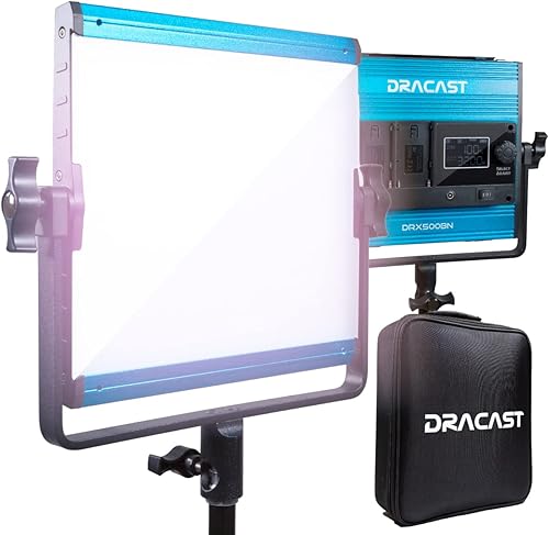 Dracast Serie X LED500 - Luz de video LED bicolor 3200K - 5600K  Control de aplicación Bluetooth  Iluminación regulable 0-100%  CRI y TLCI 96+