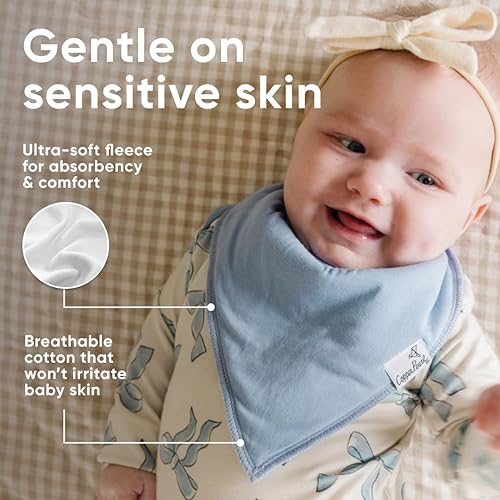 Miniatura 160 de Copper Pearl Paquete de 4 baberos de algodón suave para babeo y dentición, baberos absorbentes para bebés niñas y niños, ajustables para adaptarse a
